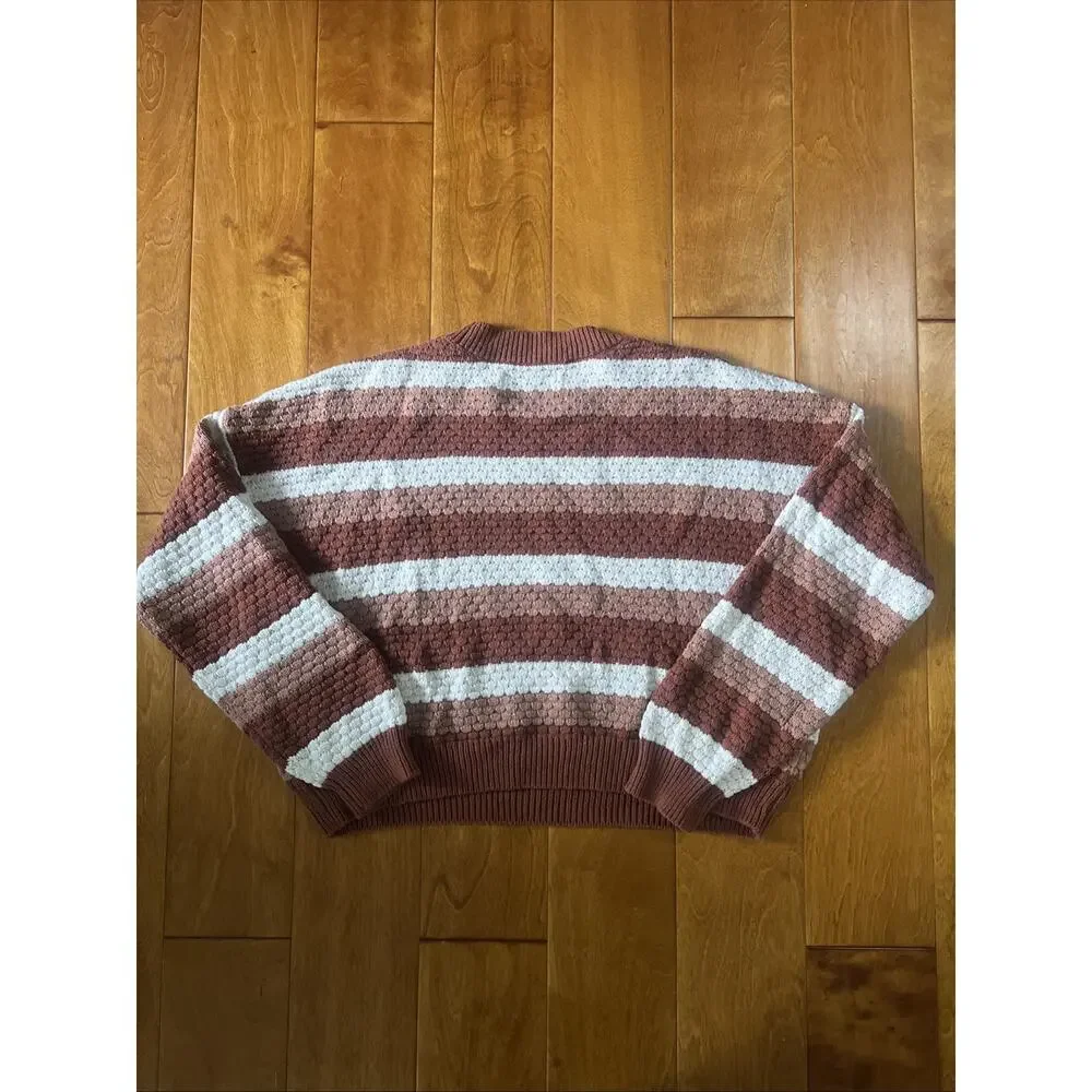 Hollister Striped Knit Sweater Size S Brown Boho Cozy Cottagecore Fall